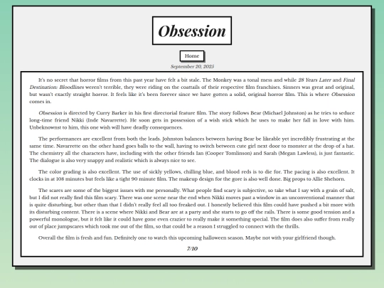Home/Obsession screenshot