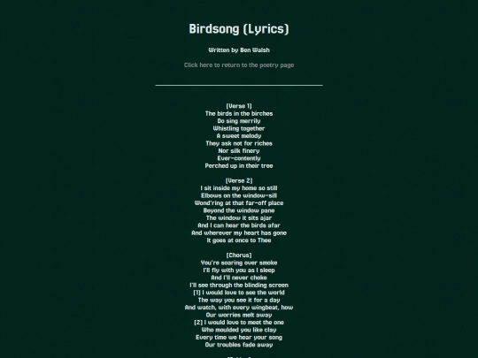 poems/birdsong screenshot
