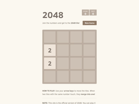 programs/2048 screenshot