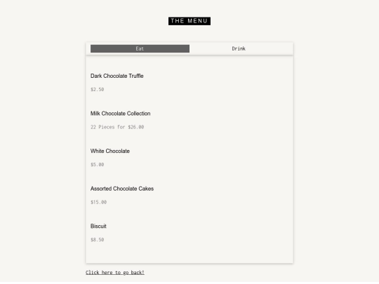 menu screenshot