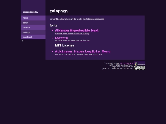 colophon screenshot