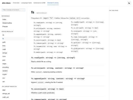 zinc/stdlib/fs screenshot