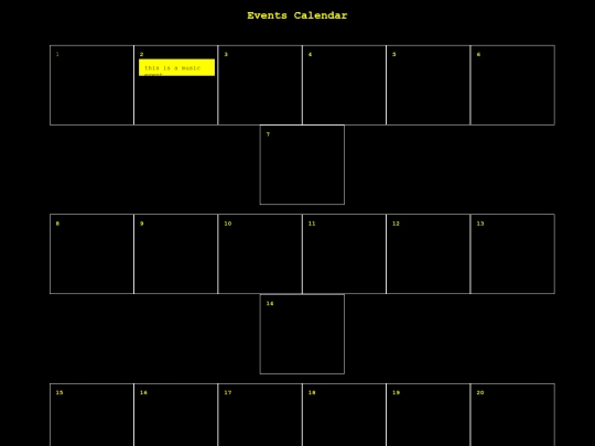 events screenshot