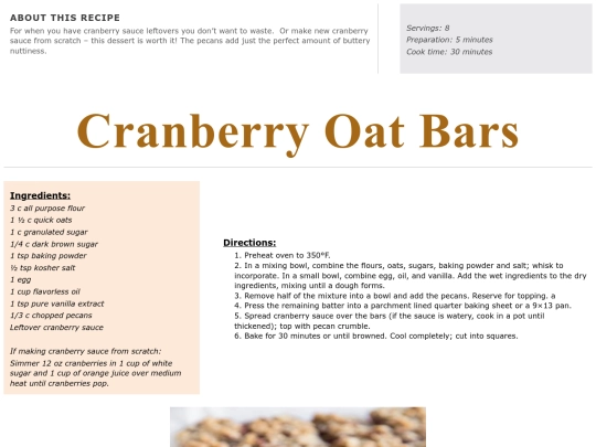 Dessert Recipes/cranberry oat bars screenshot