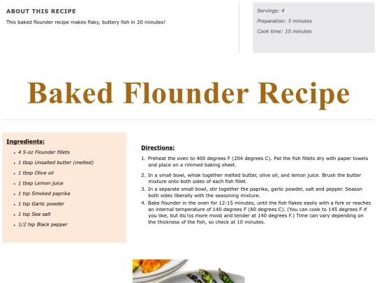 Main Course Recipes/baked flounder fish screenshot