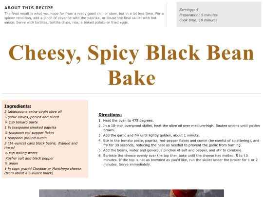 Main Course Recipes/cheesy black bean bake screenshot