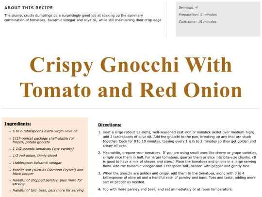 Main Course Recipes/crispy gnocchi screenshot