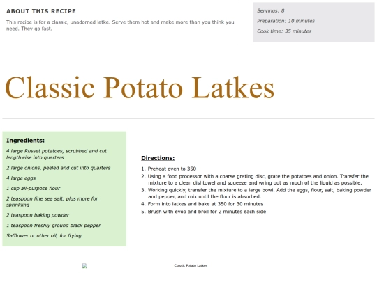 Main Course Recipes/potato latkes screenshot
