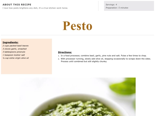 Salads/pesto screenshot