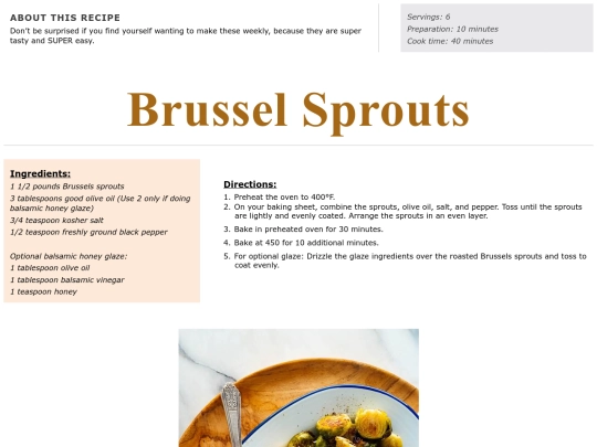 Side Dish Recipes/brussel sprouts screenshot