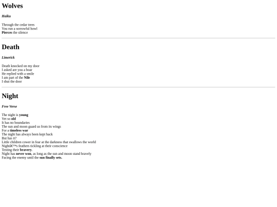 Poems screenshot