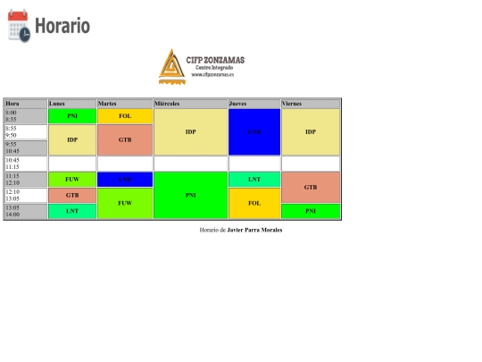 horario screenshot