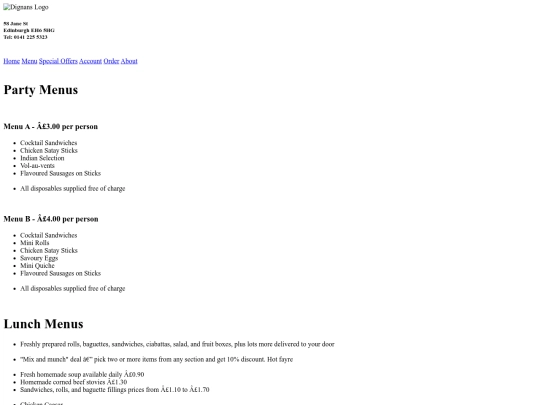 menu screenshot
