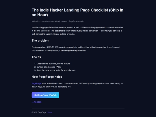 blog/indie-hacker-landing-page screenshot