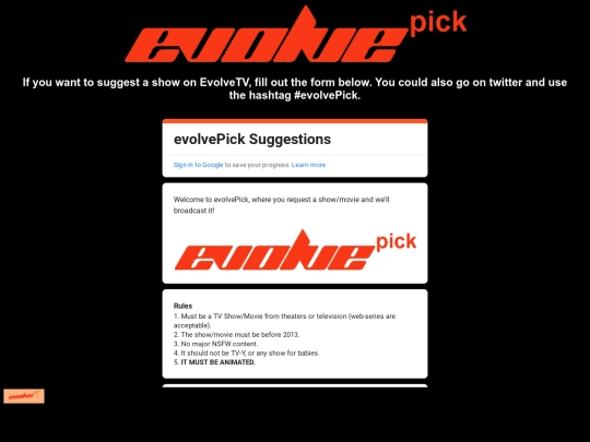 newevolvepickpage screenshot