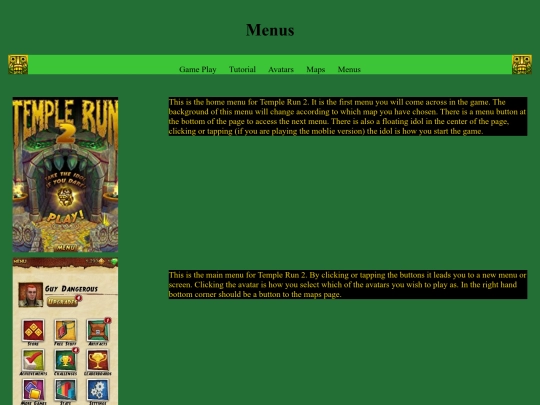 menus screenshot
