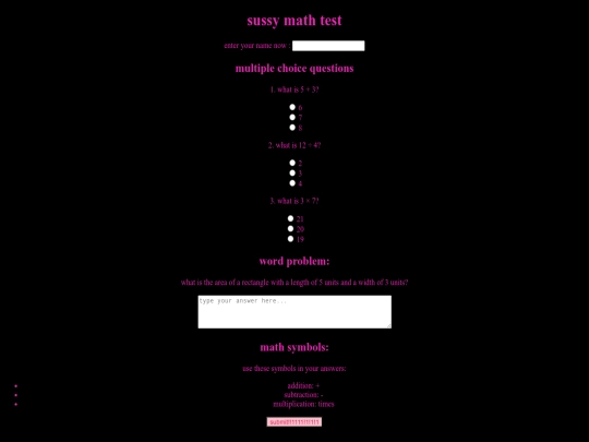 mathtest screenshot