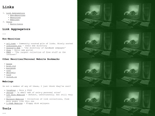 links screenshot
