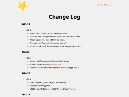 change-log screenshot