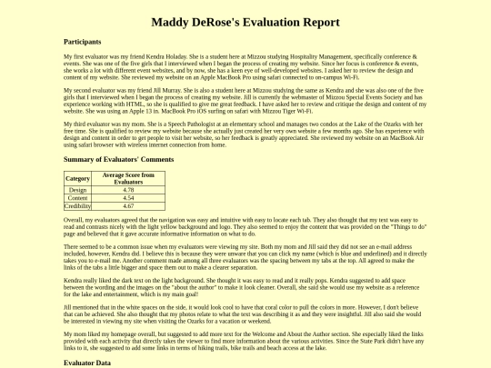 pilot_site/derose_evaluationreport screenshot