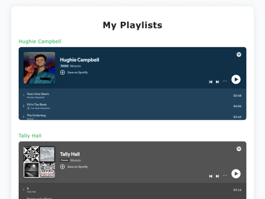 playlists screenshot