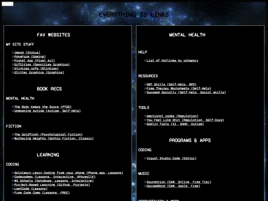 links screenshot