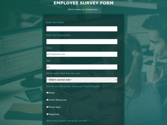 Web_Development/week 5/Final Week Employee Survey Form screenshot