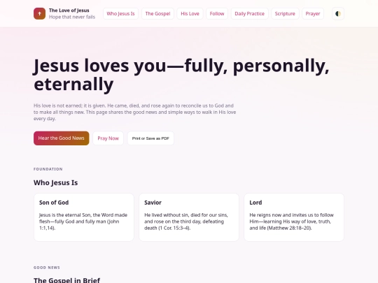 mini websites/LoveofJesus screenshot