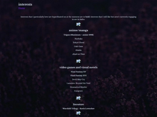 interests screenshot