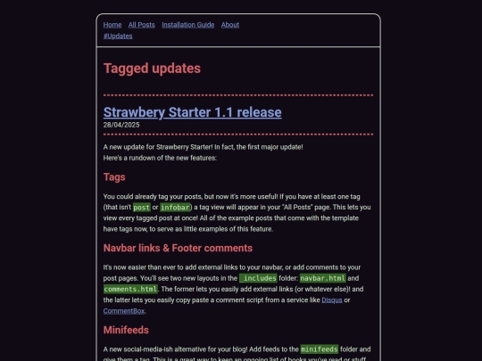 tags/updates screenshot