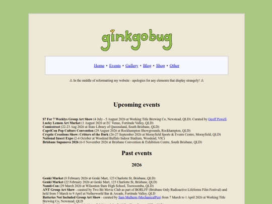events screenshot