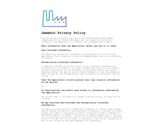gamebotprivacypolicy screenshot