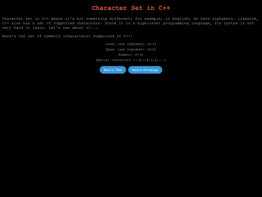 Character set screenshot
