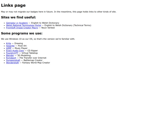 Links screenshot
