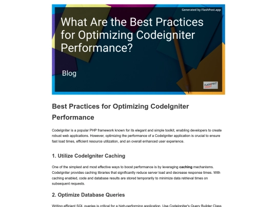 what-are-the-best-practices-for-optimizing-codeigniter-performance screenshot