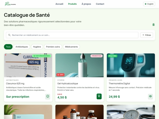 pages/produits screenshot