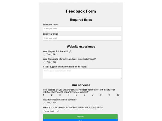 Home/feedback screenshot