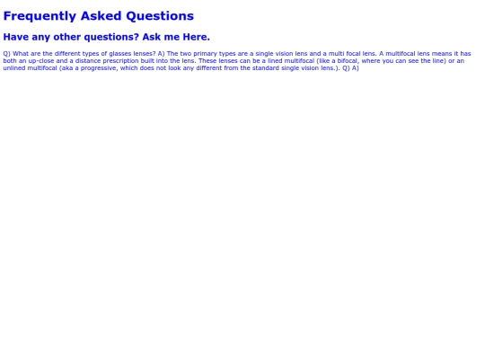 Glasses/FAQ screenshot