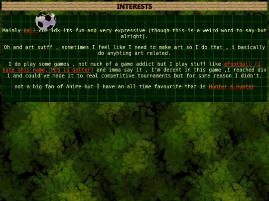 interests screenshot