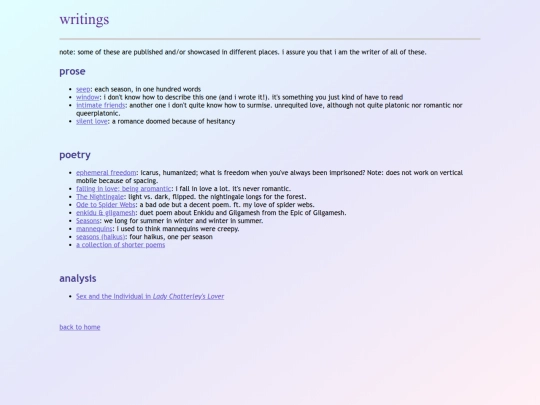 writings screenshot