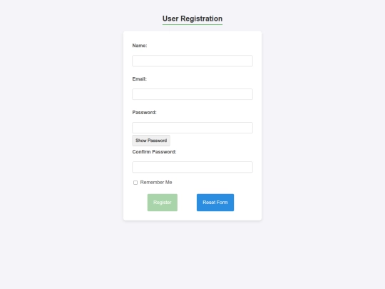 Registration screenshot