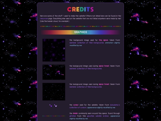 tinyspace/credits screenshot