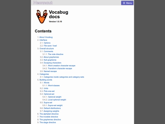 vocabug_docs screenshot