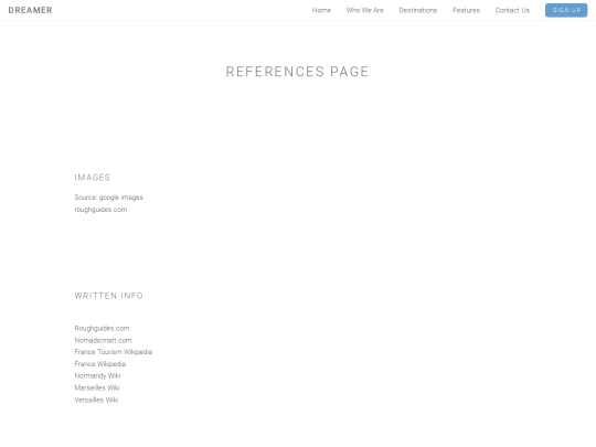 My website /references screenshot