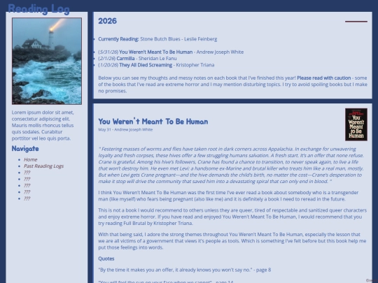 reading/reading-log screenshot