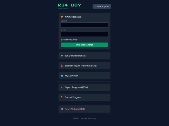 menu screenshot