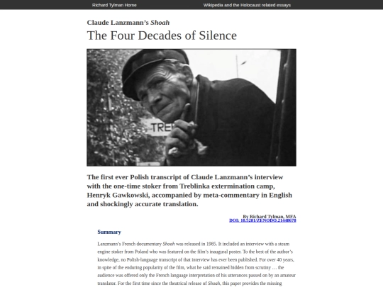Richard-Tylman-Shoah-Decades-of-Silence screenshot