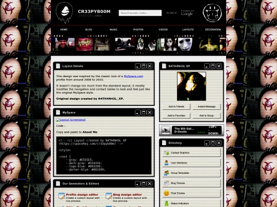 layouts/user-interfaces/code/MySpace screenshot
