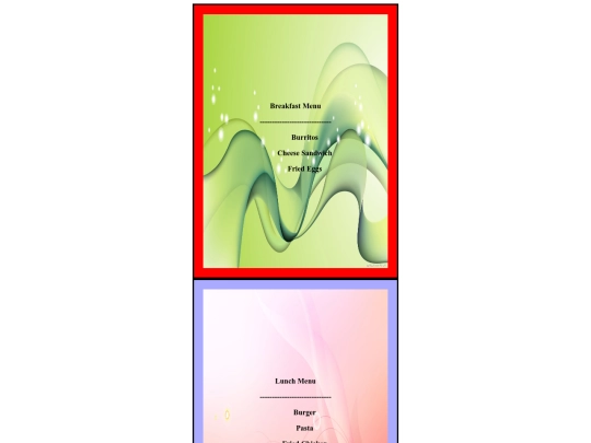 menu screenshot