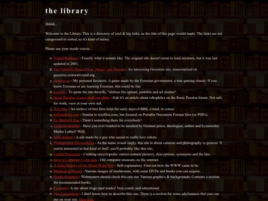 links screenshot
